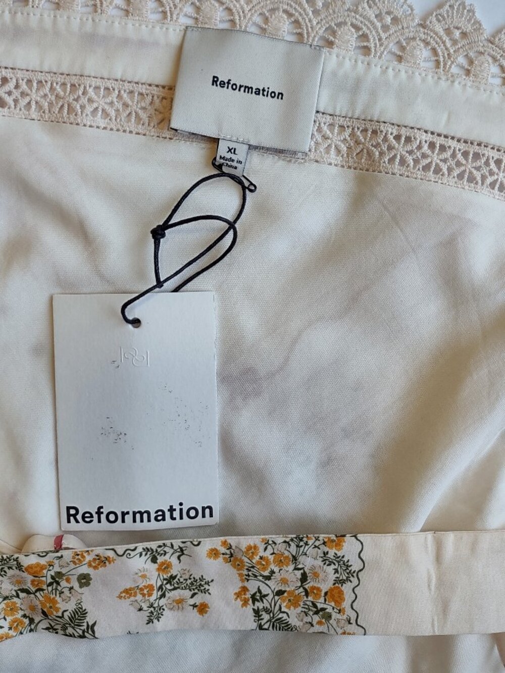 Reformation Floral Top Crochet Lace Size XL Glam Indie Boho Euro Summer Resort - Picture 7 of 10